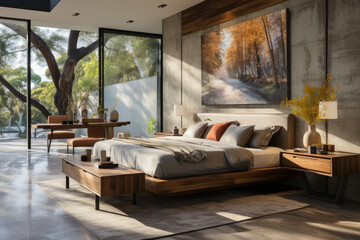 master bed room are laid out along the corridor in the elevated part of the home.