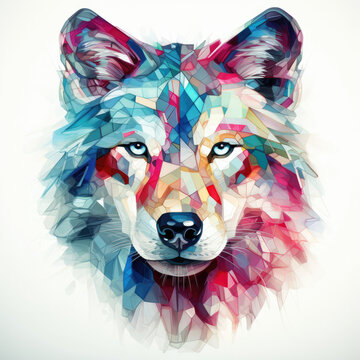 Wolf head on white background,ai generater