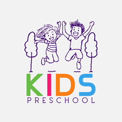 kindergarten hand draw logo