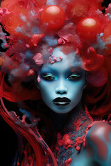 Futuristic Fashion Portrait of Beautiful Young Black Women