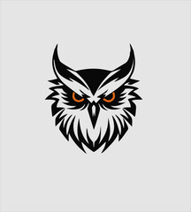 Owl head Logo design, vector illustration. Emblem design on white background