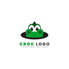 Crocodile character logo, which appear on the surface of the water.