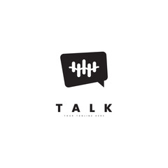 Talk minimalist logo, bubble chat with music wave logo.
