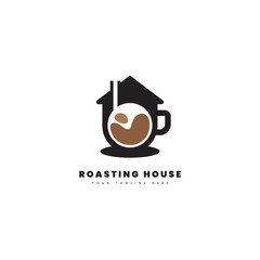 Roasting house logo. A cup of shaped house containing coffee drinks, can be used for coffee drink sales logos.