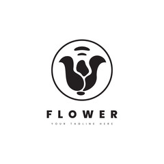 Natural flower logo. Flower silhouette for beauty flowers logo.