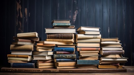 Fototapeta premium Opened a Book on a pile of old books