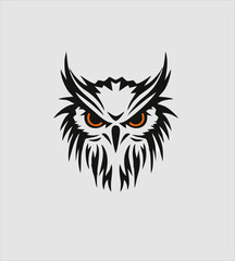 Owl head Logo design, vector illustration. Emblem design on white background