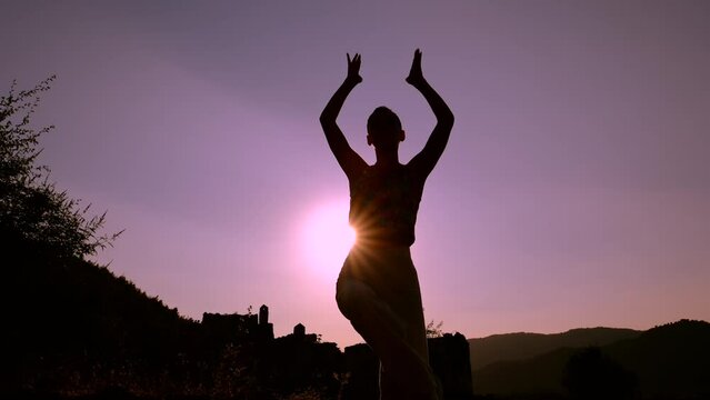 Asana pose yoga sunshine purple