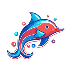Dolphin, 4th of July Cute in the style of colorful, Generative Ai