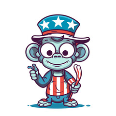 Monkey, 4th of July Cute in the style of colorful, Generative Ai
