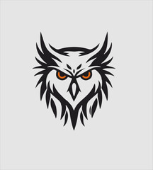 Owl head Logo design, vector illustration. Emblem design on white background