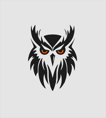 Owl head Logo design, vector illustration. Emblem design on white background