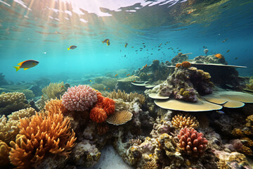 Fototapeta na wymiar Photo photo of a coral colony on a reef photography