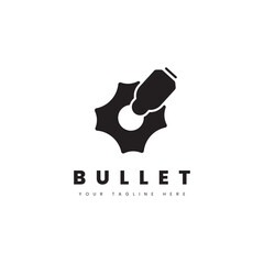 Bullet logo. Bullets that damage the wall, for logos with the theme of strength, speed or agility
