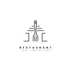 Restaurant logo. Combination of a minimalist house and fork for the restaurant logo.