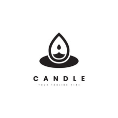 Fototapeta premium Candle logo. Illustration of candle with burning fire, for lightning logo or religious tradition logo.