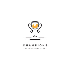 Champions logo. Illustration of the trophy champion with drink in it, for the energy drink logo or a health drink logo.