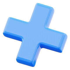 Plus sign cross symbol icon 3d illustration isolated on transparent background © Yumo
