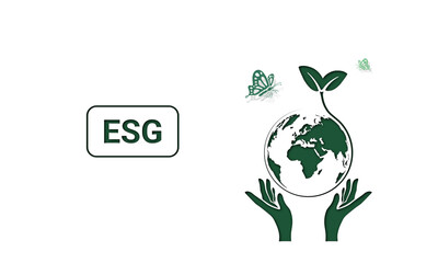 Environmentally friendly green earth symbol. Logo or icon for designing banners, covers, posters and more. Graphics on white background. Business concept and sustainable growth.