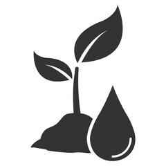 Vector illustration of plant water icon in dark color and transparent background(PNG).