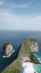 a vast ocean with a unique island shape, this is in Nusa penida