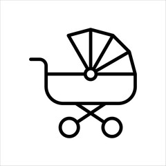 Fototapeta na wymiar Baby stroller icon. Simple baby carriage icon on white background