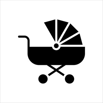 recommend clip art: Baby stroller icon. Simple baby carriage icon on white background