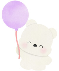 Naklejka premium Cute watercolor bear and balloon