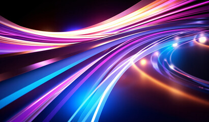 Dynamic composition of bright lines, abstract background. Glowing swirls.