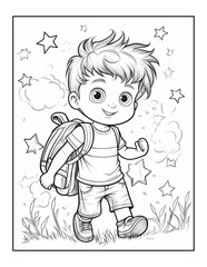 Back To School coloring book alphabet isolated on white background vector cartoon