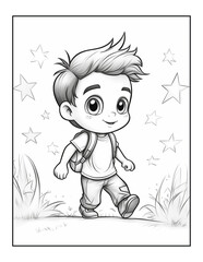 Back To School coloring book alphabet isolated on white background vector cartoon