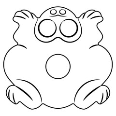 Stylized frog or toad. Ancient Chinese animal design. Hongshan culture. Black and white linear silhouette.