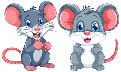 Set of mouse and rat cartoon