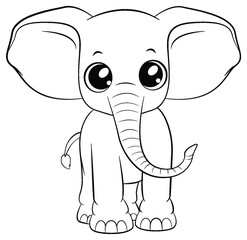 Doodle elephant outline simple cartoon
