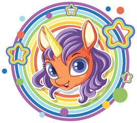 Unicorn head with rainbow