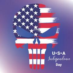 4th July American Independence day skull template