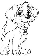 Coloring Page Outline of Cute Dog