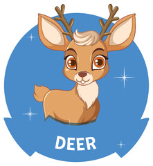 Obraz na płótnie Canvas Cute Deer Cartoon Character