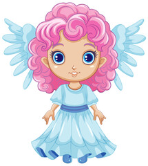 Angel Girl with Wings Cartoon Character