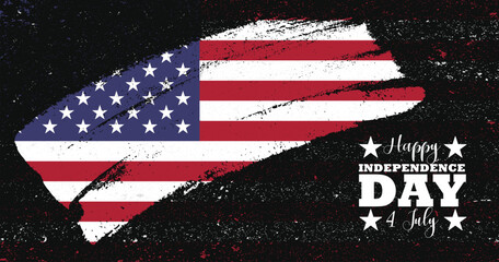 4th July American Independence day with grunge flag