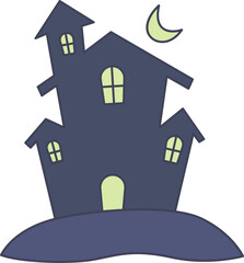 Ghosthouse icon. Ghosthouse simple cartoon style. Ghosthouse icon decorative elements.