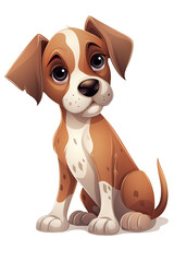 cartoon character cute dog puppy on a white isolated background. Generative AI illustration