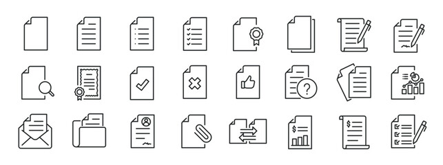 Document line icons. Editable stroke. For website marketing design, logo, app, template, ui, etc. Vector illustration. - obrazy, fototapety, plakaty