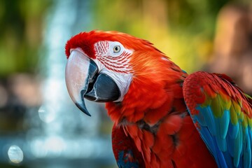 Selective focus of colorful macaw parrot.