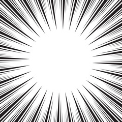 Obraz premium Cartoon halftone line. Comic lines. Concentrated frames. Superhero hero. Anime focus isolated on white background. Radial pattern. Accent attention. Superhero texture. Vector illustration.