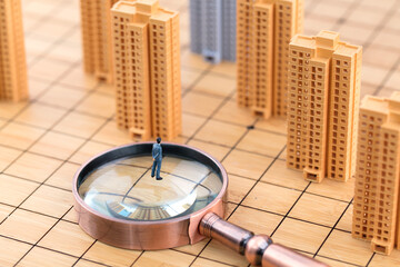 Miniature scene property market trend businessmen analysis