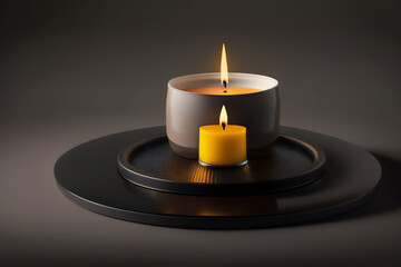 Aromatic candles lit, decorating and brightening the sophisticated environment. Generative AI_17.