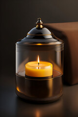 Aromatic candles lit, decorating and brightening the sophisticated environment. Generative AI_13.