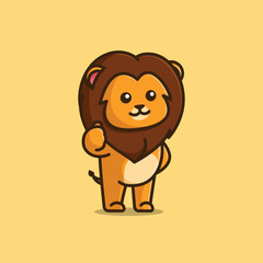 Cute lion thumbs up simple cartoon vector illustration animal nature icon