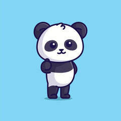 Obraz na płótnie Canvas Cute panda thumbs up simple cartoon vector illustration animal nature icon
